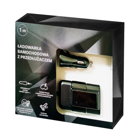 Ładowarka Samochodowa 2xUSB 5V z Przedłużaczem